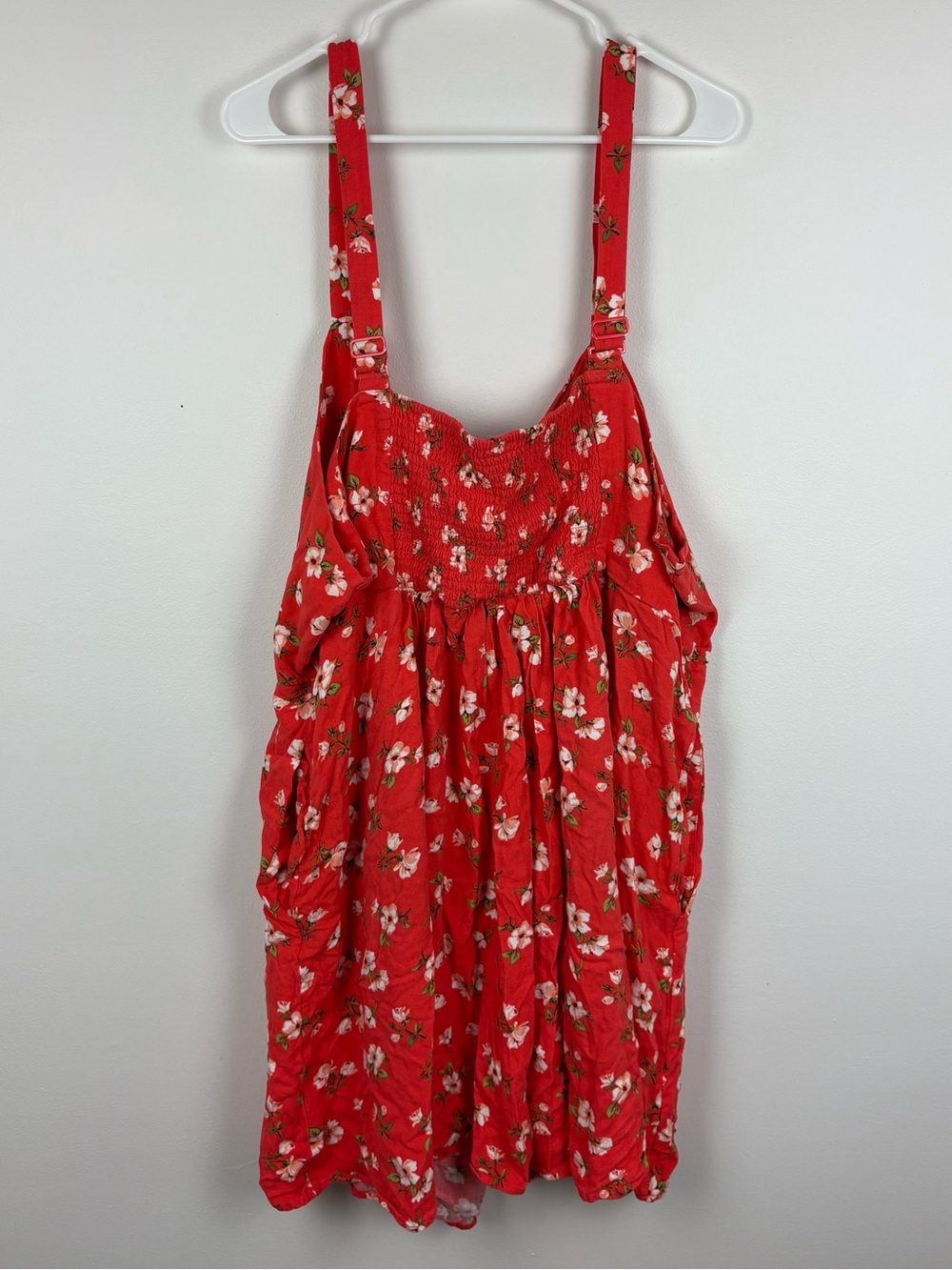Old Navy Orange Red Floral Sleeveless Mini Dress 4X EUC Picnic Chic Festival - Picture 4 of 8